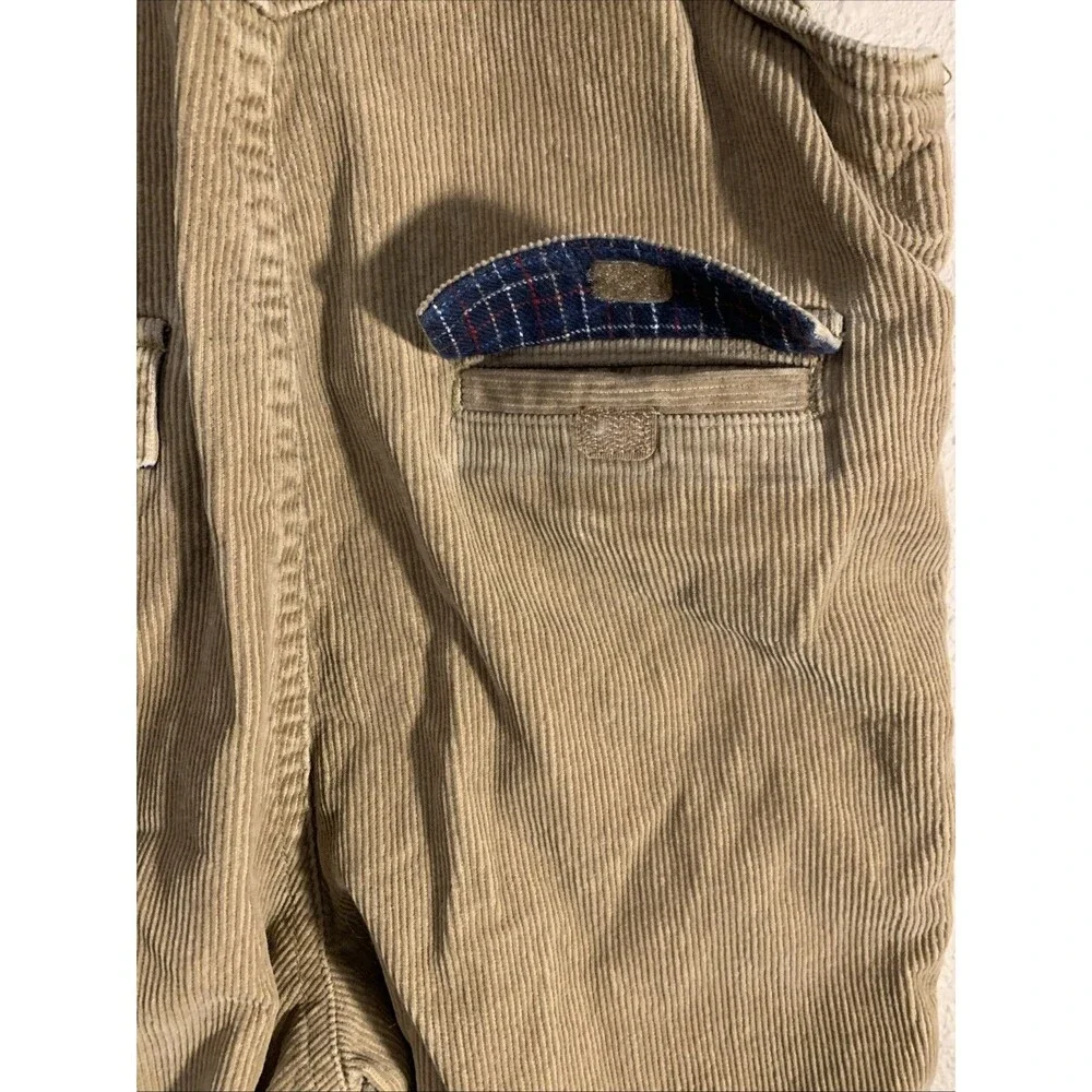 OSHKOSH B'GOSH Bib Overalls 2T 24 Mos Lined Khaki Tan Corduroy Pockets Farm